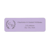 Étiquette Lavender monogrammed wreath return address (Devant)