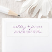 Étiquette Lavender Script Elegant Wedding Adresse de retour (En situation)