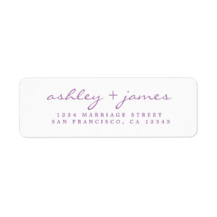 Étiquette Lavender Script Elegant Wedding Adresse de retour
