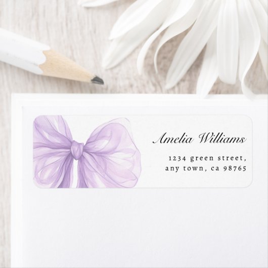Étiquette Lavender Sheer Bow Elegant Address (En situation)