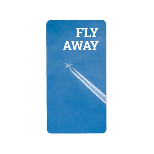 Étiquette L'avion vole dans le ciel bleu (Devant)