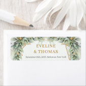 Étiquette Lavish verdure feuillage or cadre mariage (En situation)