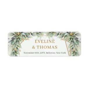 Étiquette Lavish verdure feuillage or cadre mariage