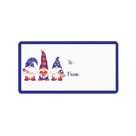 Étiquette Le 4 Juillet Gnomes Rouge Blanc Bleu (Devant)