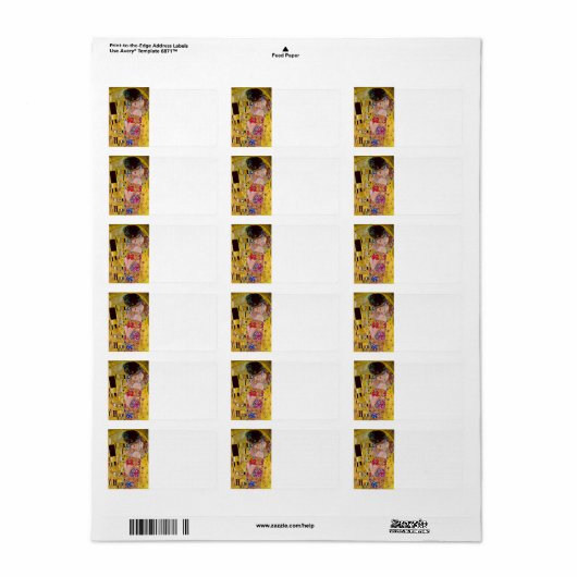 Étiquette Le baiser de Gustav Klimt (Feuille entière)