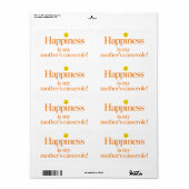 Étiquette Le bonheur est la Casserole de ma mère (Feuille entière)