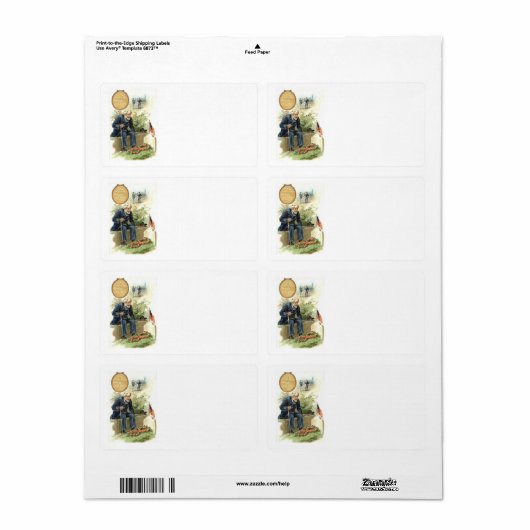 Étiquette Le cimetière militaire de l'Union du drapeau améri (Feuille entière)