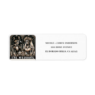 Étiquette LE MARIAGE Tarot Squelettes Mariée & Marié Mariage