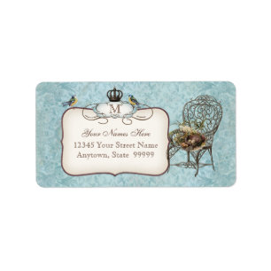Étiquette Le nid vintage des oiseaux dans la chaise,