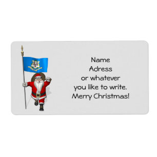 Étiquette Le Père Noël Avec L'Ensigne Du Connecticut