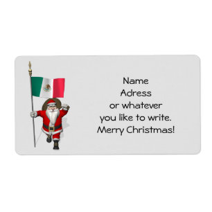 Étiquette Le Père Noël Avec L'Ensigne Du Mexique