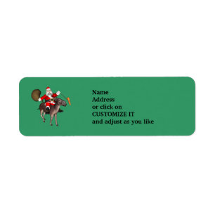 Étiquette Le Père Noël Monte Un Âne