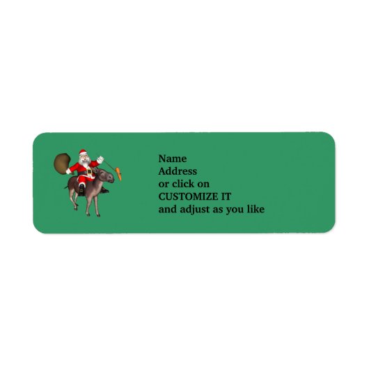 Étiquette Le Père Noël Monte Un Âne (Devant)