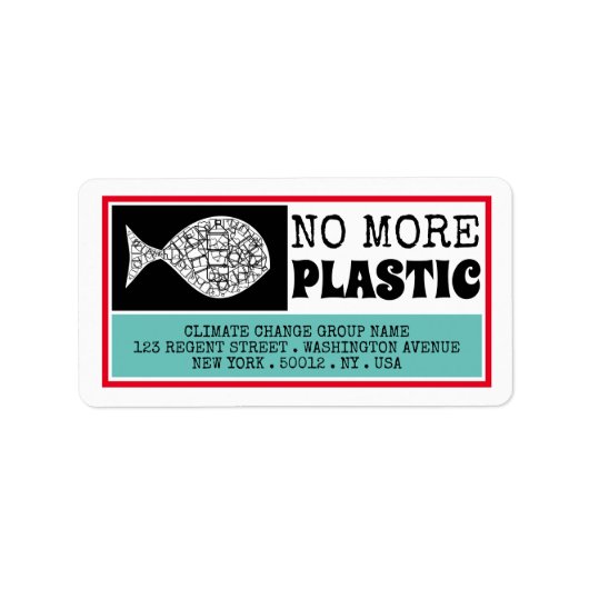 Étiquette Le poisson plastique, le changement climatique (Devant)