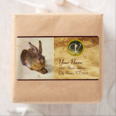 Étiquette LE RABBIT ( Jeune Lièvre ) Monogramme Gris Agate (En situation)