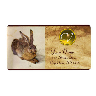 Étiquette LE RABBIT ( Jeune Lièvre ) Monogramme Topaz Jaune