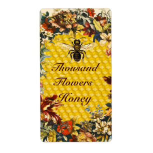 ÉTIQUETTE LE RESSORT FLEURIT L'ABEILLE DE MIEL, APICULTEUR