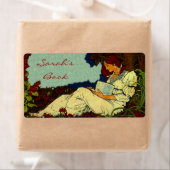 Étiquette Lecture dans un livre forestier Plaques de livres  (En situation)