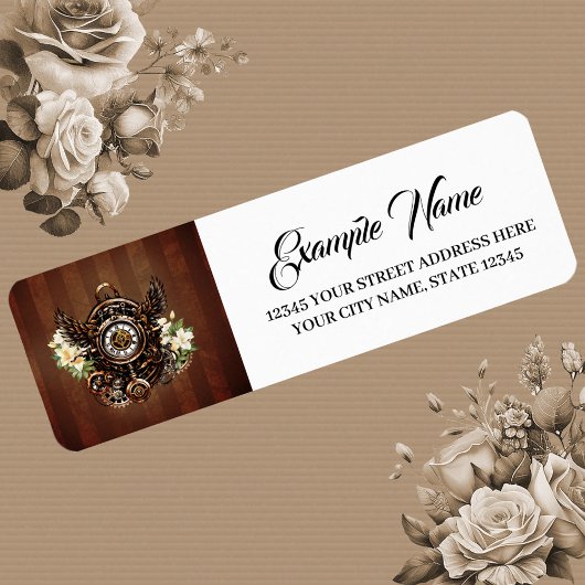 Étiquette L'élégance de Steampunk Floral Magic