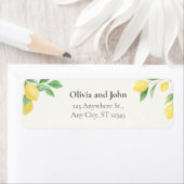 Étiquette Lemon Citrus Greenery Wedding Return Address Label (En situation)