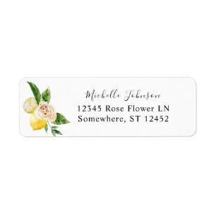 Étiquette Lemon Floral Adresse de retour