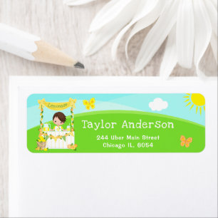 Étiquette Lemonade Stand Birthday Brown Hair Boy