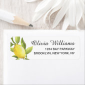 Étiquette Lemons Blossom Greenery Aquarelle Retour Adresse (En situation)