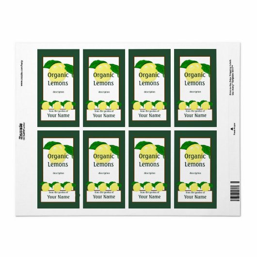 Étiquette Lemons Gardener (Feuille entière)