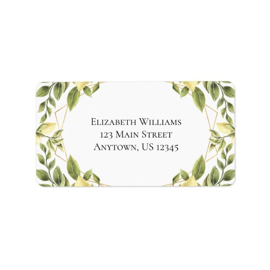 Étiquette Lemons Greenery Adresse de retour (Devant)