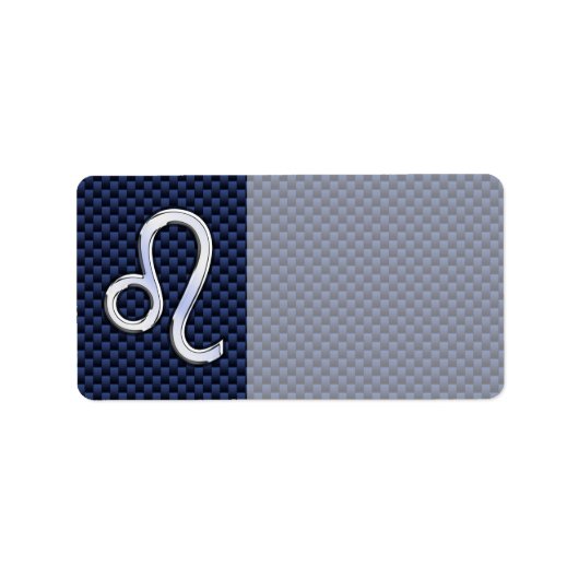 Étiquette Léo Zodiac Sign on Navy Blue Carbon Fiber Print (Devant)