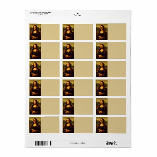 Étiquette Leonardo Da Vinci Mona Lisa Peinture d'Art (Feuille entière)