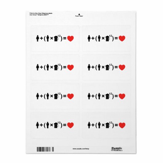 Étiquette L'équation de l'amour pour les hommes (Feuille entière)