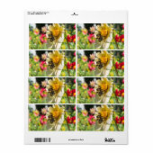 Étiquette Les abeilles sur une fleur (Feuille entière)