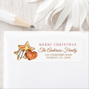 Étiquette Les biscuits en pain d'épices traitent Joyeux Noël