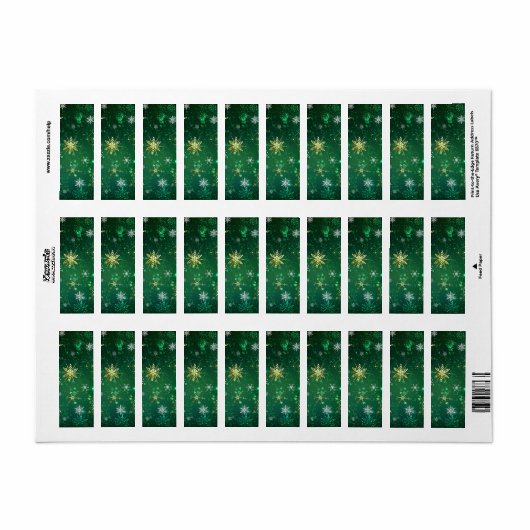 Étiquette Les flocons dorés de Noël sur l'Arrière - plan ver (Feuille entière)