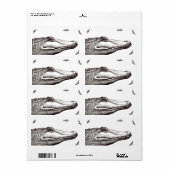 Étiquette Les libellules d'alligator crocodile dessin d'art  (Feuille entière)