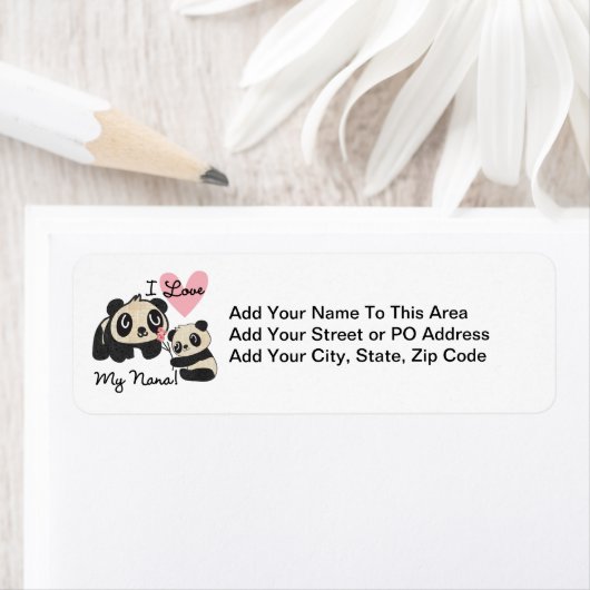 Étiquette Les pandas I aiment ma Nana (En situation)