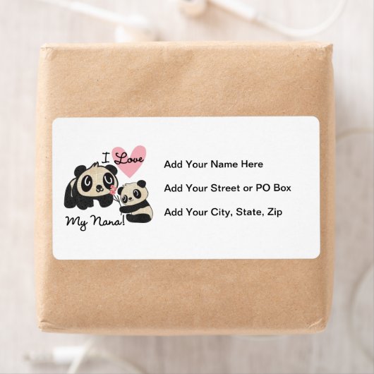 Étiquette Les pandas I aiment ma Nana (En situation)