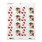 Étiquette Les personnages de Noël de père Noël et Elf (Feuille entière)