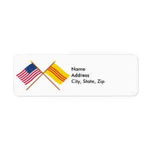 Étiquette Les USA et drapeaux croisés du Vietnam du Sud