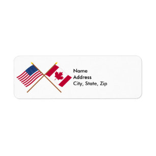 Étiquette Les USA et drapeaux croisés par Canada