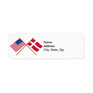 Étiquette Les USA et drapeaux croisés par Danemark