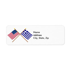 Étiquette Les USA et drapeaux croisés par Grèce