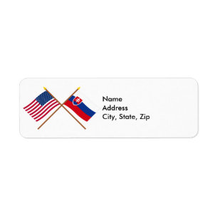 Étiquette Les USA et drapeaux croisés par Slovaquie