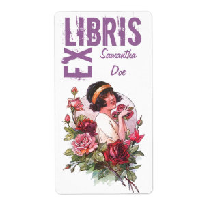 Étiquette L'étiquette de nom d'aileron de roses d'ex-libris