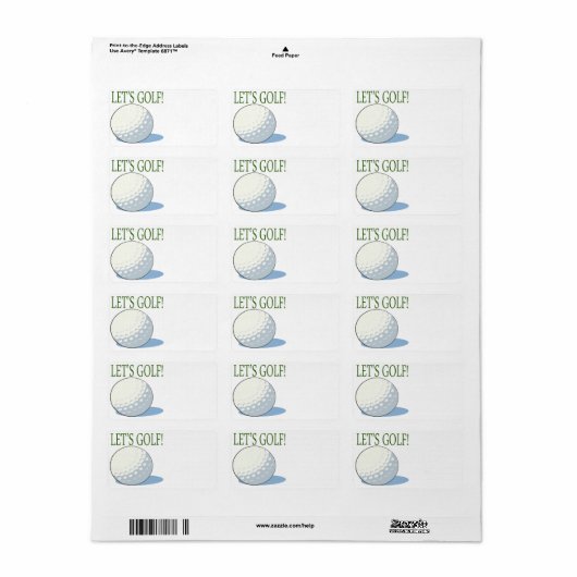 Étiquette Lets Golf (Feuille entière)