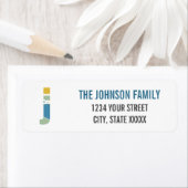 Étiquette Lettre Abstraite moderne J Monogramme Adresse init (En situation)