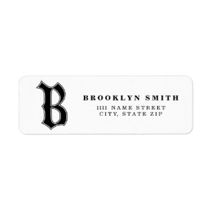 Étiquette Lettre B gothique anglaise personnalisée