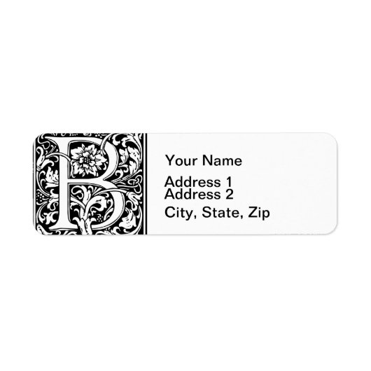 Étiquette Lettre B Monogramme médiéval Art Nouveau (Devant)