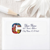 ÉTIQUETTE LETTRE C DE NOËL / PÈRE NOËL AVEC CADEAUX MONOGRAM (En situation)